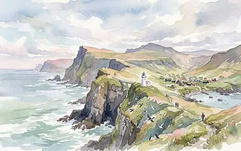 Aquarellillustration des Wahrzeichens Mykene in Mykines Griechenland, weiche Farbverläufe und pastelliges Reiseposter-Feeling - Foto: THN