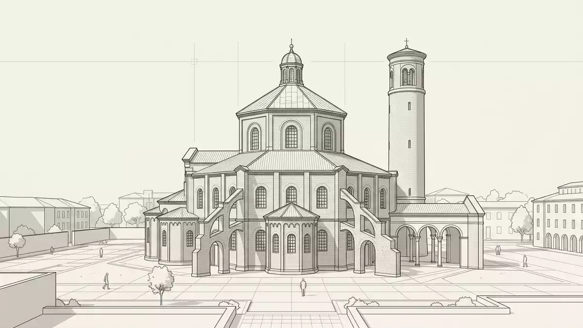 Architektur-Render von Mosaiken von Ravenna in Ravenna, Italien bei Tageslicht