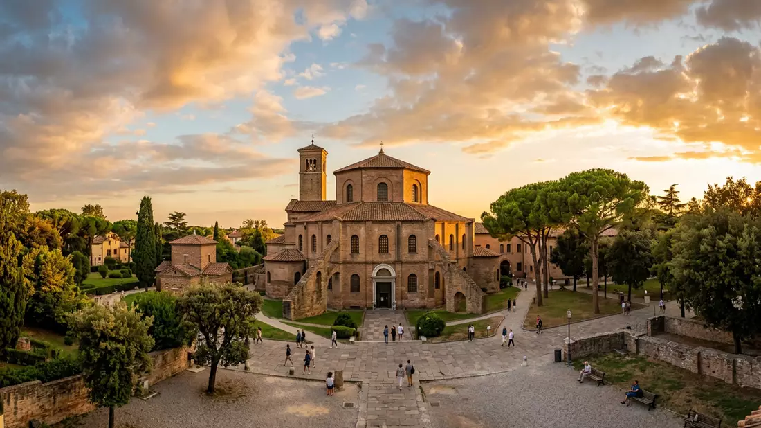 Fotorealistische Ansicht von Mosaiken von Ravenna in Ravenna, Italien im Abendlicht