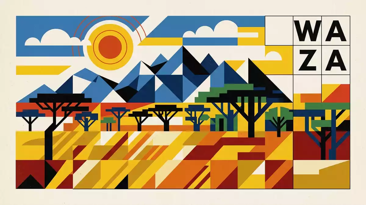 Bauhaus-Poster als Abstraktion von Waza-Nationalpark in Waza, Kamerun