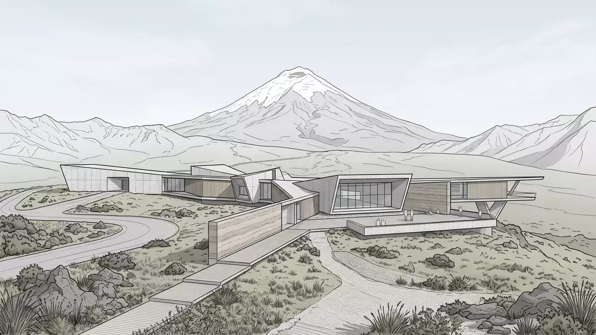 Architektur-Render von Cotopaxi-Nationalpark in Latacunga, Ecuador bei Tageslicht