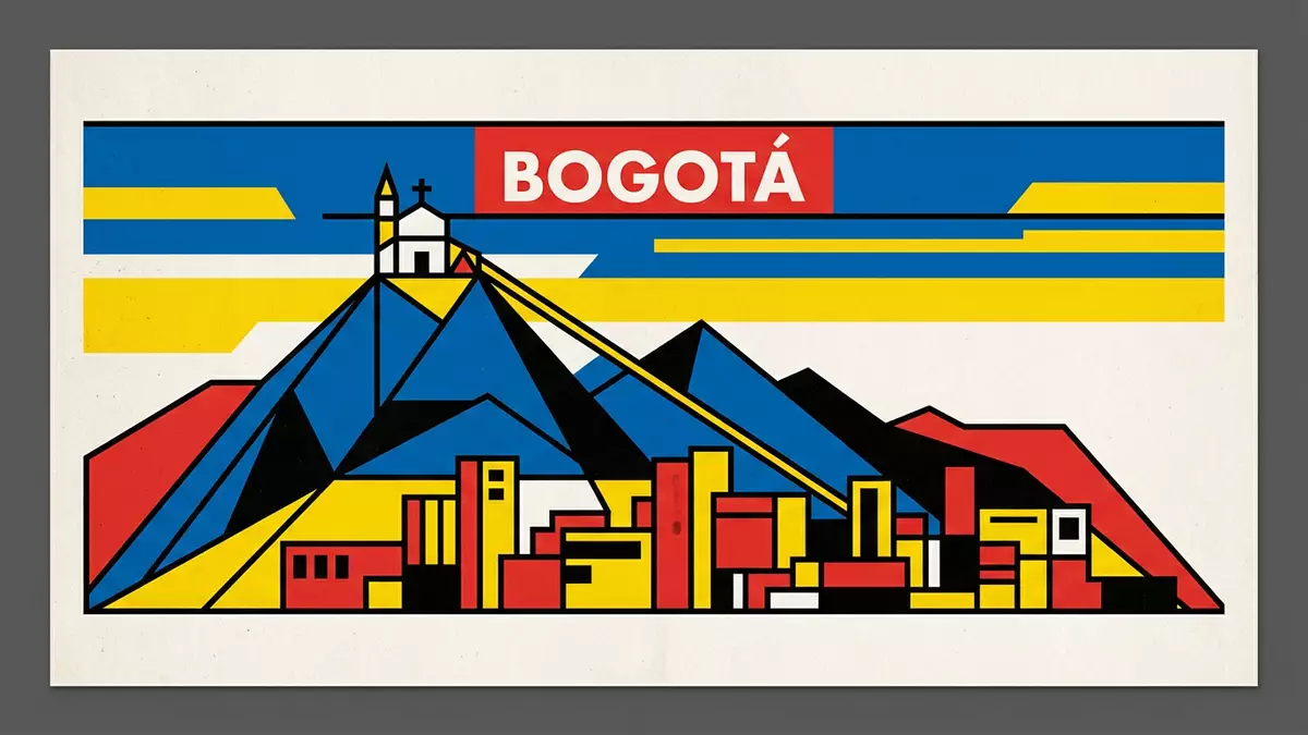 Bauhaus-Poster als Abstraktion von Monserrate Bogota in Bogota, Kolumbien