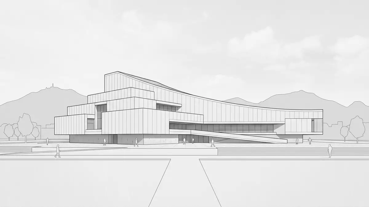 Architektur-Render von Goldmuseum Bogota in Bogota, Kolumbien bei Tageslicht