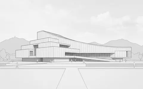 Moderner Architektur-Render zeigt Silhouette von Goldmuseum Bogota in Bogota Kolumbien, klare Linien und neutrales Tageslicht - Foto: THN