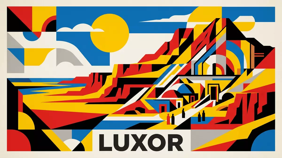 Bauhaus-Poster als Abstraktion von Tal der Koniginnen in Luxor, Agypten