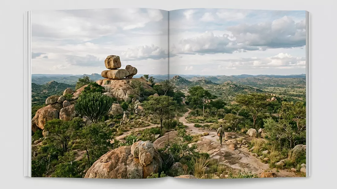 Editorial-Reisemagazinbild vom Wahrzeichen Matobo-Hugel in Bulawayo, Simbabwe