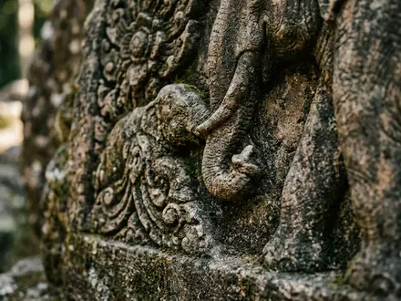 Extreme Makroaufnahme eines Materialdetails am Wahrzeichen Elephant Nature Park in Chiang Mai Thailand, taktile Struktur - Foto: THN