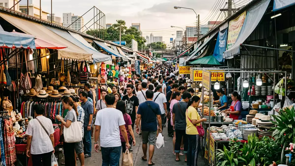 Editorial-Reisemagazinbild vom Wahrzeichen Chatuchak-Markt in Bangkok, Thailand