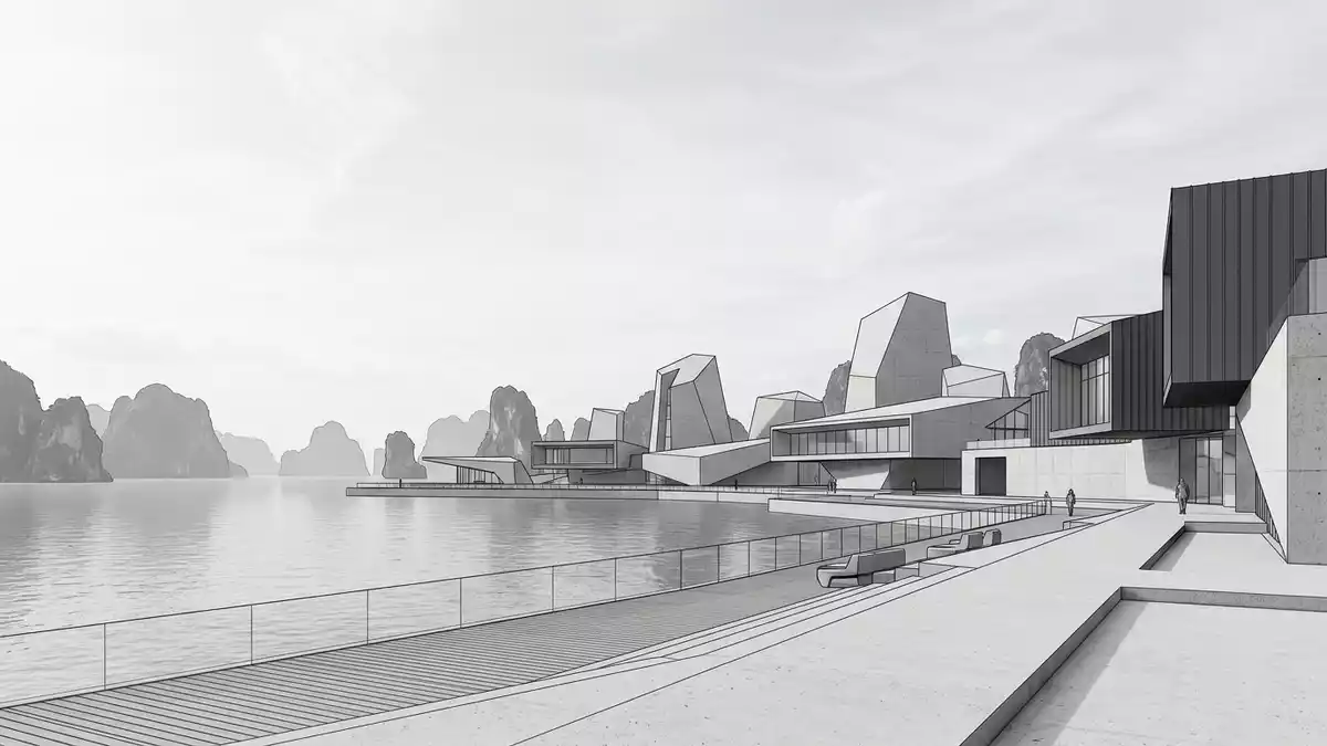 Architektur-Render von Phang-Nga-Bucht in Phang Nga, Thailand bei Tageslicht