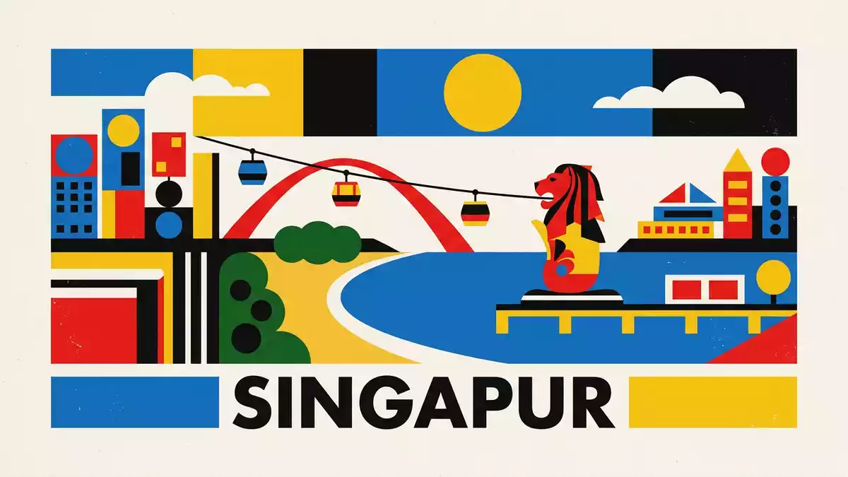 Bauhaus-Poster als Abstraktion von Sentosa in Singapur, Singapur