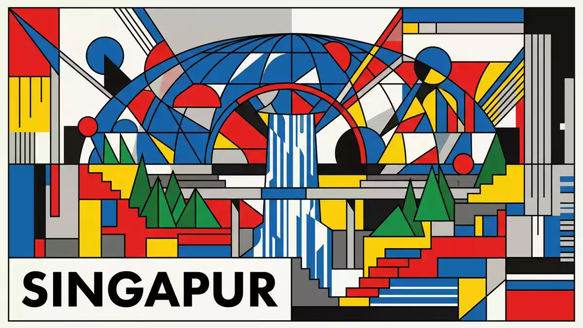 Bauhaus-Poster als Abstraktion von Jewel Changi Airport in Singapur, Singapur