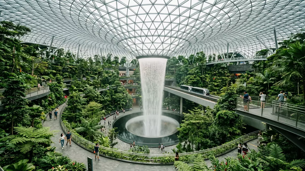 Editorial-Reisemagazinbild vom Wahrzeichen Jewel Changi Airport in Singapur, Singapur