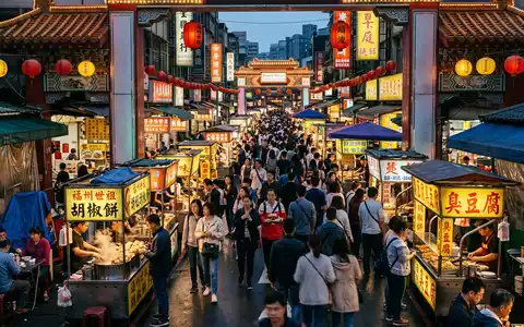 Editorialbild im Reisemagazin-Stil vom Wahrzeichen Raohe Night Market in Taipeh Taiwan, ausgewogene Bildgestaltung und natuerliches - Foto: THN