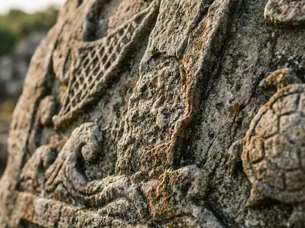 Extreme Makroaufnahme eines Materialdetails am Wahrzeichen Kenting-Nationalpark in Pingtung Taiwan, taktile Struktur und weiches Seitenlicht - Foto: THN