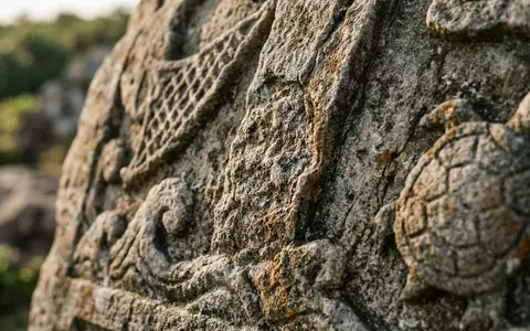 Extreme Makroaufnahme eines Materialdetails am Wahrzeichen Kenting-Nationalpark in Pingtung Taiwan, taktile Struktur und weiches Seitenlicht - Foto: THN
