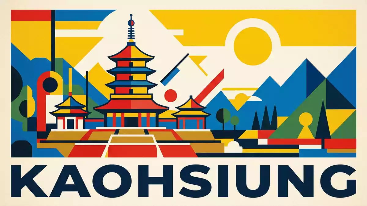 Bauhaus-Poster als Abstraktion von Fo-Guang-Shan-Buddha-Museum in Kaohsiung, Taiwan