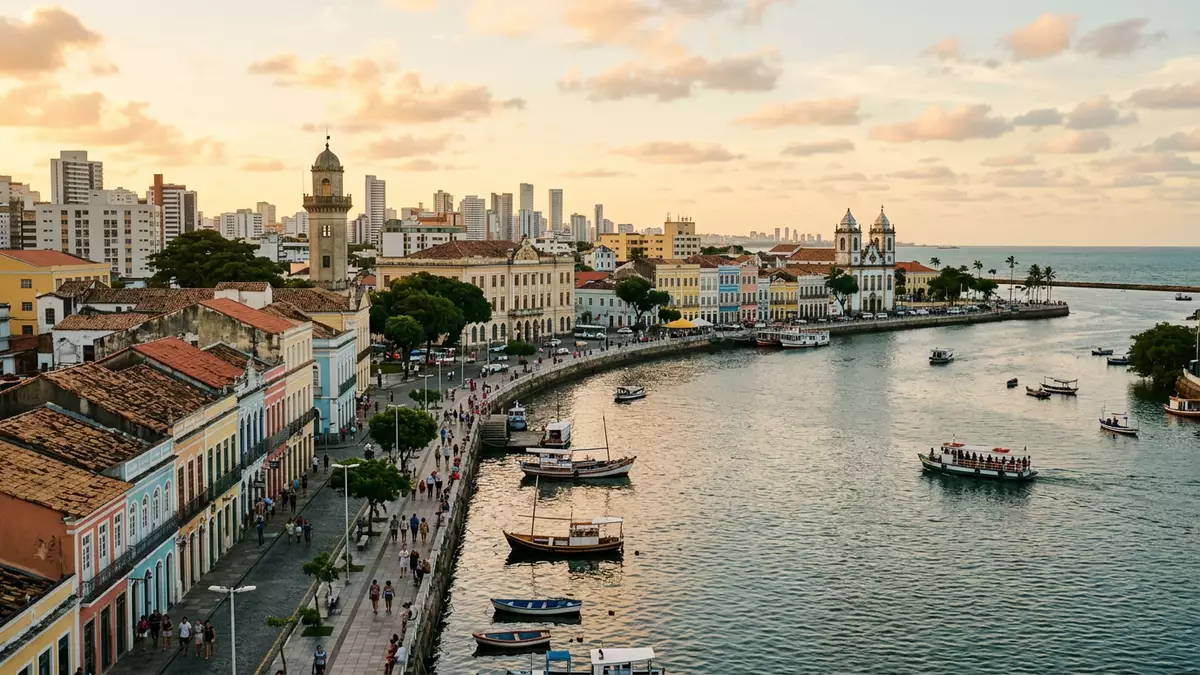 Editorial-Reisemagazinbild vom Wahrzeichen Alter Hafen Recife in Recife, Brasilien