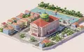 Isometrisches Diorama von Amazonas-Theater Manaus und Umgebung in Manaus Brasilien, verspielte Low-Poly-Kulisse in Pastellfarben - Foto: THN