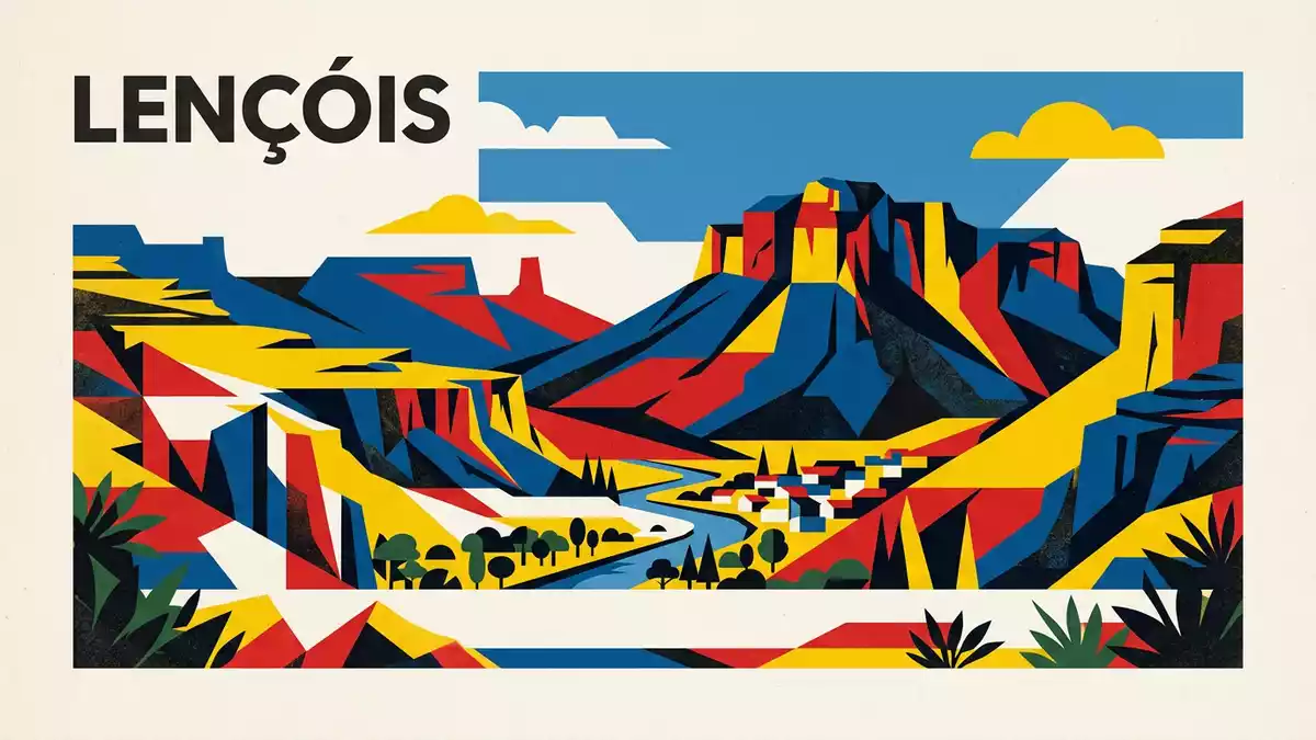 Bauhaus-Poster als Abstraktion von Chapada Diamantina in Lencois, Brasilien