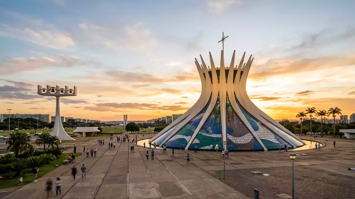 Fotorealistische Ansicht von Brasilia Kathedrale in Brasilia, Brasilien im Abendlicht