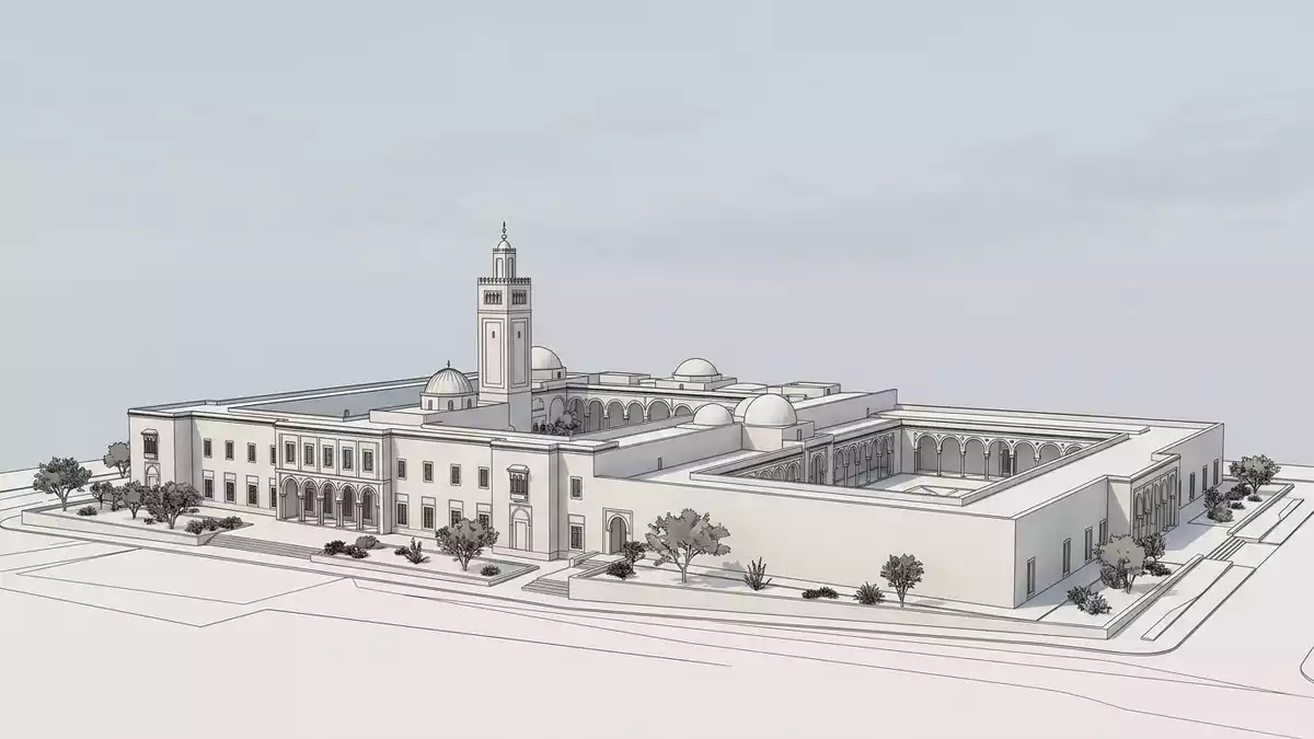 Architektur-Render von Bardo-Museum in Tunis, Tunesien bei Tageslicht