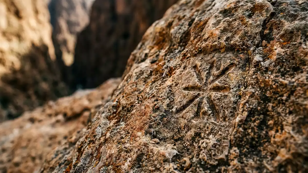 Makroaufnahme eines Materialdetails am Wahrzeichen Todra-Schlucht, Tinghir Marokko