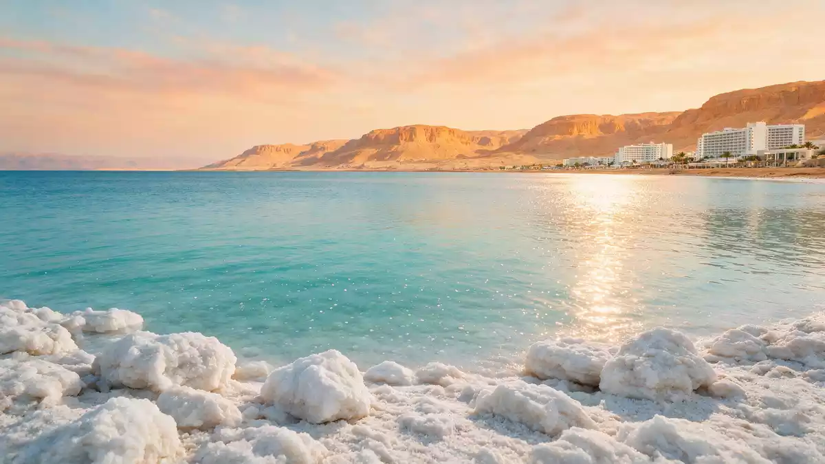 Editorial-Reisemagazinbild vom Wahrzeichen Totes Meer Israel in En Bokek, Israel
