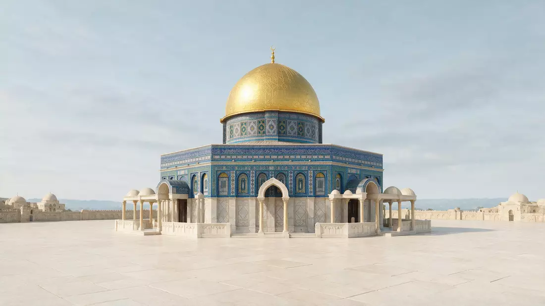 Architektur-Render von Felsendom Jerusalem in Jerusalem, Israel bei Tageslicht