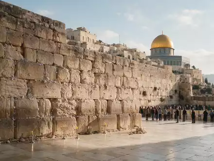 Editorialbild im Reisemagazin-Stil vom Wahrzeichen Klagemauer Jerusalem in Jerusalem Israel, ausgewogene Bildgestaltung und natuerliches Umgebungslicht - Foto: THN