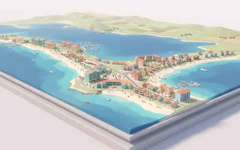 Isometrisches Diorama von Varadero und Umgebung in Varadero Kuba, verspielte Low-Poly-Kulisse in Pastellfarben - Foto: THN