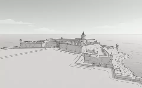 Moderner Architektur-Render zeigt Silhouette von Castillo San Felipe del Morro in San Juan Puerto Rico - Foto: THN