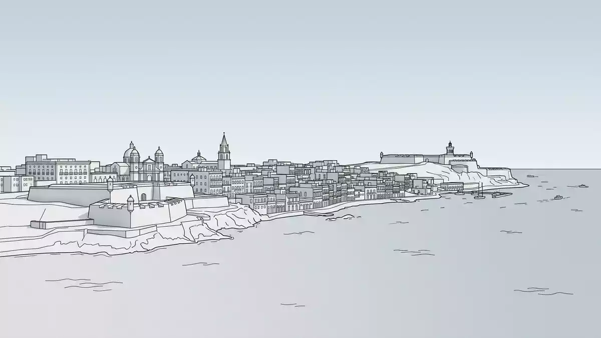 Architektur-Render von Altstadt San Juan in San Juan, Puerto Rico bei Tageslicht