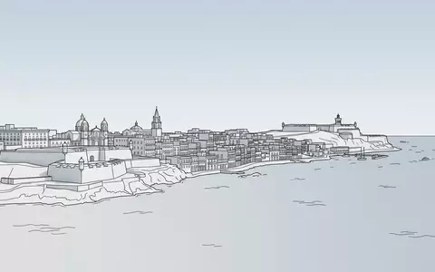 Moderner Architektur-Render zeigt Silhouette von Altstadt San Juan in San Juan Puerto Rico, klare Linien - Foto: THN