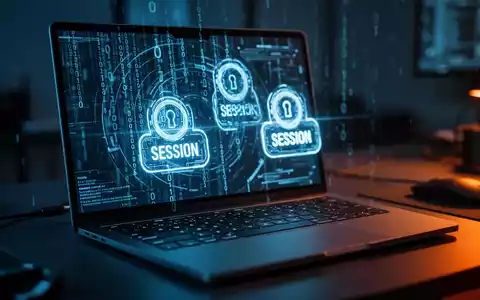 Ein moderner Laptop in einer abgedunkelten Arbeitsumgebung mit leuchtendem Binärcode auf dem Bildschirm, der Cybersicherheit symbolisiert. - Foto: über boerse-global.de