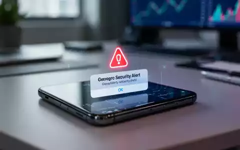 Ein Smartphone mit einer Sicherheitswarnung auf dem Display liegt auf einem Schreibtisch als Symbol für Telefonbetrug. - Foto: über boerse-global.de