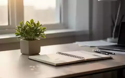 Ein minimalistischer, heller Arbeitsplatz mit einer Pflanze und einem Notizbuch, der eine ruhige und ausgeglichene Atmosphäre ausstrahlt. - Foto: über boerse-global.de