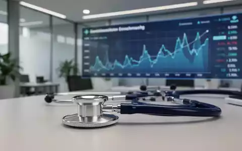 Modernes Büro einer Krankenkasse mit einem Stethoskop und Finanzdiagrammen im Hintergrund. - Foto: über boerse-global.de