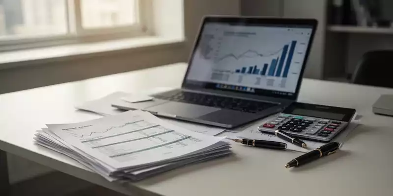 Ein moderner Schreibtisch mit Laptop, Taschenrechner und Steuerunterlagen in einer hellen, professionellen Arbeitsumgebung. - Foto: über boerse-global.de
