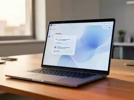 A modern laptop on a clean desk representing AI-powered meeting productivity software. - Foto: über boerse-global.de