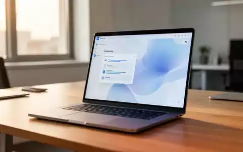 A modern laptop on a clean desk representing AI-powered meeting productivity software. - Foto: über boerse-global.de