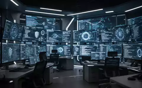Digitale Datenströme auf Bildschirmen in einem modernen Security Operations Center, das Cybersicherheit symbolisiert. - Foto: über boerse-global.de