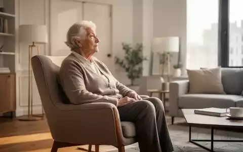 Ein nachdenklicher älterer Mensch sitzt in einem hellen Wohnzimmer am Fenster und blickt nachdenklich hinaus. - Foto: über boerse-global.de