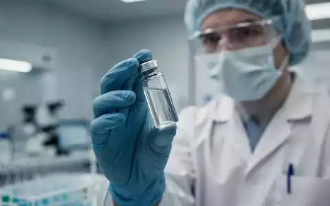 Ein Wissenschaftler hält ein medizinisches Fläschchen in einem sterilen, professionellen Laborumfeld. - Foto: über boerse-global.de