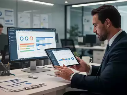 Ein fokussierter Manager betrachtet digitale Ressourcenpläne auf einem Tablet in einem modernen, aufgeräumten Büro. - Foto: über boerse-global.de