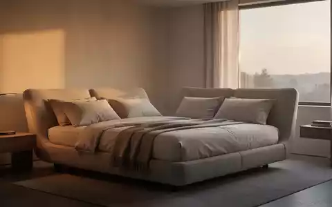 Modernes, sonnendurchflutetes Schlafzimmer mit einem ordentlich gemachten Bett in einer ruhigen, morgendlichen Atmosphäre. - Foto: über boerse-global.de