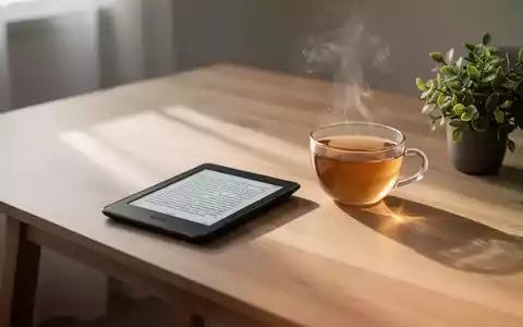 Ein minimalistischer Schreibtisch mit einem E-Reader, einer Tasse Tee und einer Pflanze im sanften Morgenlicht. - Foto: über boerse-global.de