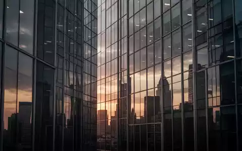 Moderne Glasfassade eines Bürogebäudes bei dramatischem Sonnenuntergang, symbolisch für rechtliche und finanzielle Herausforderungen. - Foto: über boerse-global.de