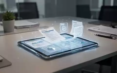 Ein modernes Büro mit einem digitalen Tablet, das strukturierte Finanzdaten und Dokumente zur Archivierung anzeigt. - Foto: über boerse-global.de