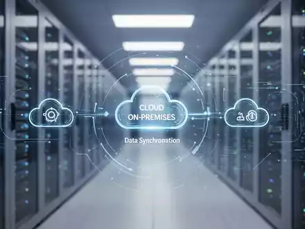 Moderner Serverraum eines Rechenzentrums für Cloud- und On-Premises-Synchronisierung von Microsoft Exchange Online. - Foto: über boerse-global.de