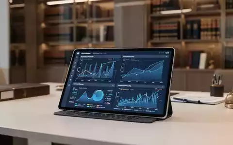 Ein Tablet mit juristischer Datenanalyse auf einem Schreibtisch in einem modernen, professionellen Anwaltsbüro. - Foto: über boerse-global.de